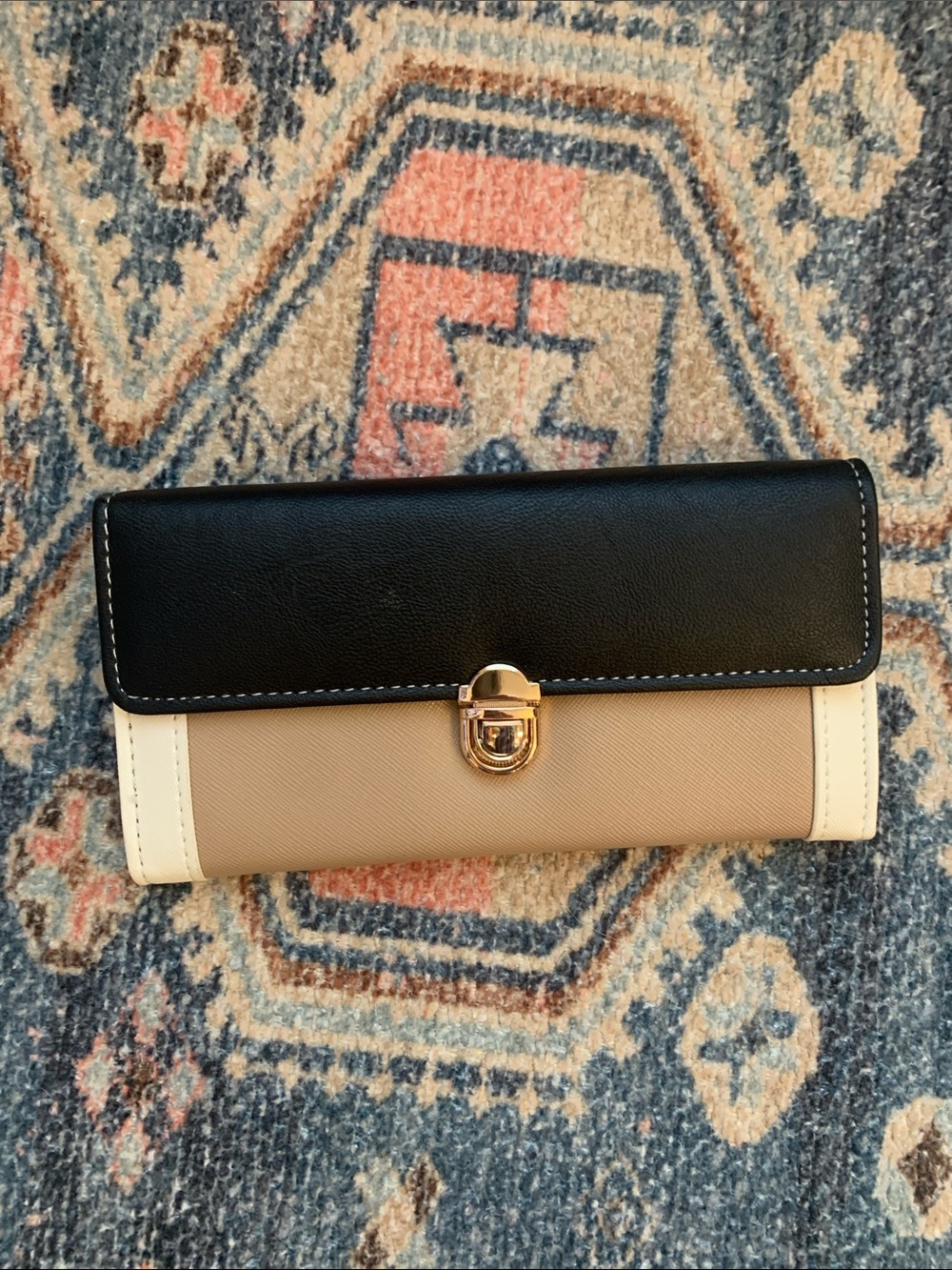 Classic Tricolor Women’s Wallet - Black, Tan & Cream